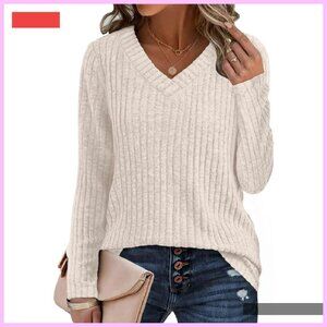 Lightweight Long Sleeve V-Neck Tunic Sweater for Women Fall Fashion